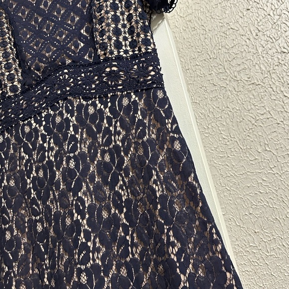 Sangria Midi Elegant Fit and Flare Lace overlay dress in Navy, 10 - Picture 5 of 8
